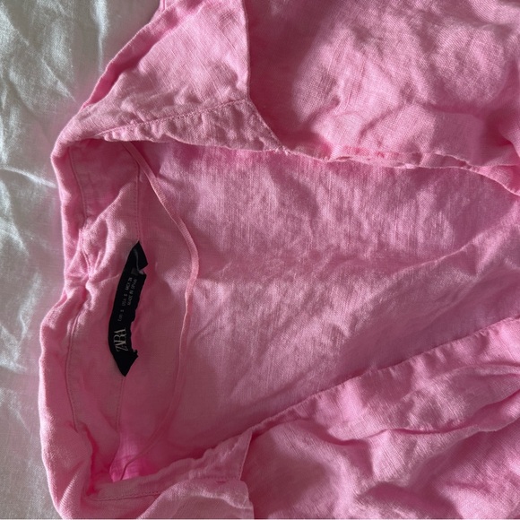 Zara Pink Linen Crop Top - Picture 3 of 4
